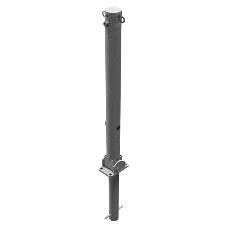 Produktbild von Absperrpfosten Klappbar Ø76 Mm Stahlrohr Weiß/rot – Mit Dreikant & Dübelbefestigung, Made In Germany
