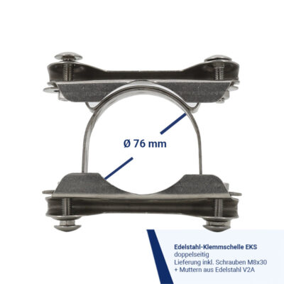 Edelstahlklemmschelle EKS, doppelseitig Ø 76 mm