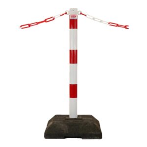 Kettenpfosten aus Stahl mit Recyclingfuß