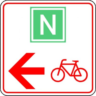 Radwegleitzeichen RWS 5 NRW Themenroutenabzweiger mit Themenroutenlogo