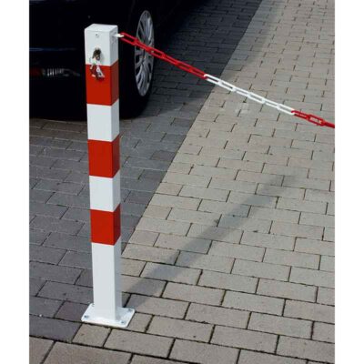 Sperrkettenpfosten mit abschließbarer Kettenöse, zum Aufdübeln