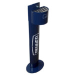 Standascher 7067S-01 halbrund, Inhalt 2 Liter | in Blau mit Werbung, Seitenansicht