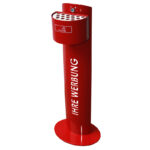 Standascher 7067S-01 halbrund, Inhalt 2 Liter | in Rot mit Werbung