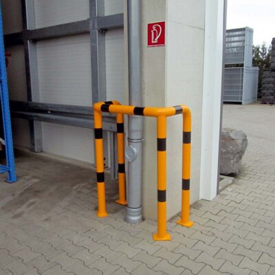 Rammschutz-Doppelbügel aus Stahlrohr Ø 76 mm zum Einbetonieren