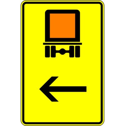 Verkehrszeichen 422-12 Wegweiser für kennzeichnungspflichtige Fahrzeuge mit gefährlichen Gütern, hier links | gemäß StVO