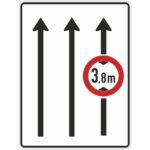 Verkehrszeichen 529-31 Fahrstreifentafel mit Gegenverkehr, mit integrierten Zeichen 265, 3-streifig in Fahrtrichtung | gemäß StVO