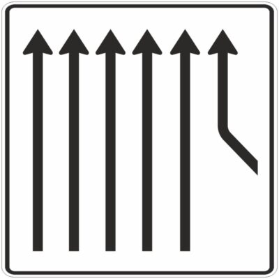 Verkehrszeichen 550-28 Zusammenführungstafel, an durchgehender Strecke, 5-streifig plus 1 Fahrstreifen von rechts | gemäß StVO