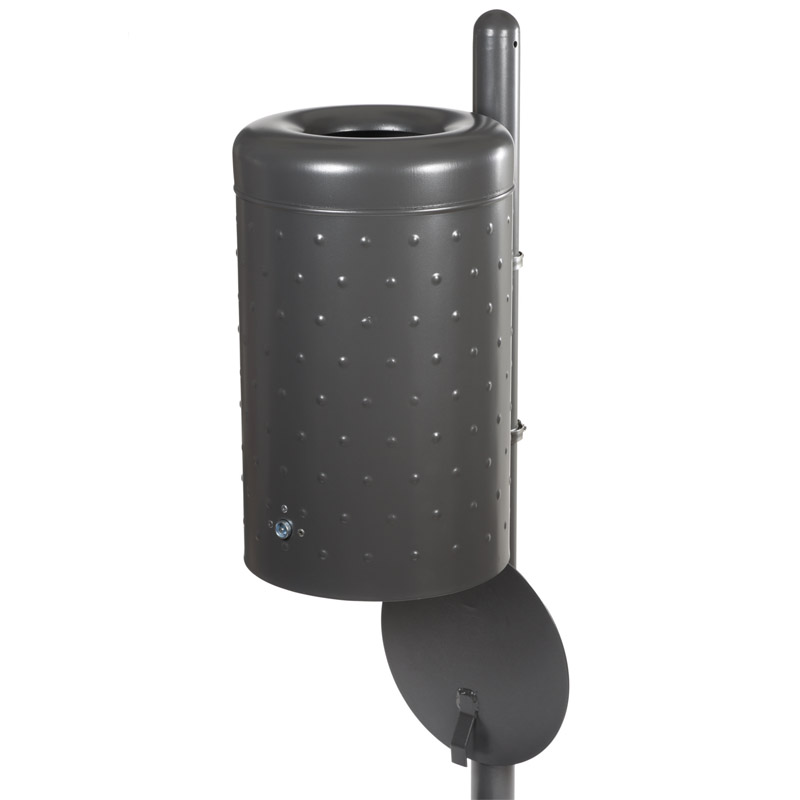 Abfallbehälter mit Noppenblech-Design, Typ 7008-10 | Bodenentleerung