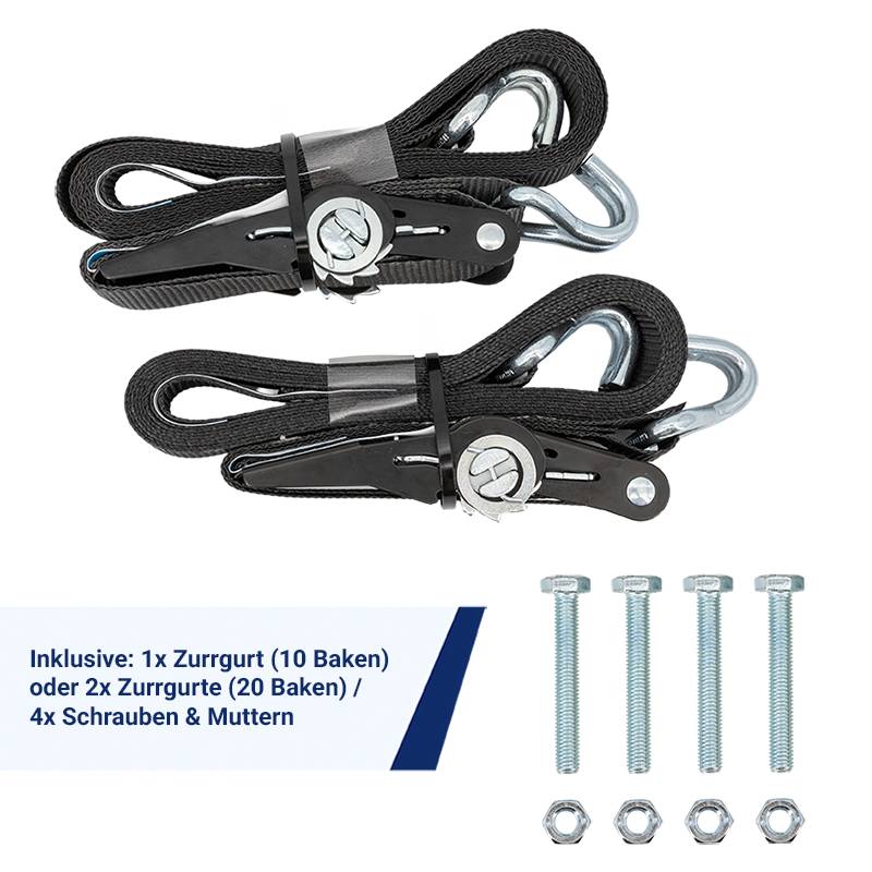 Kombigestell von WEMAS für 20 Baken und 20 Fußplatten | Zubehör: Zurrgurt / Muttern & Schrauben inklusive