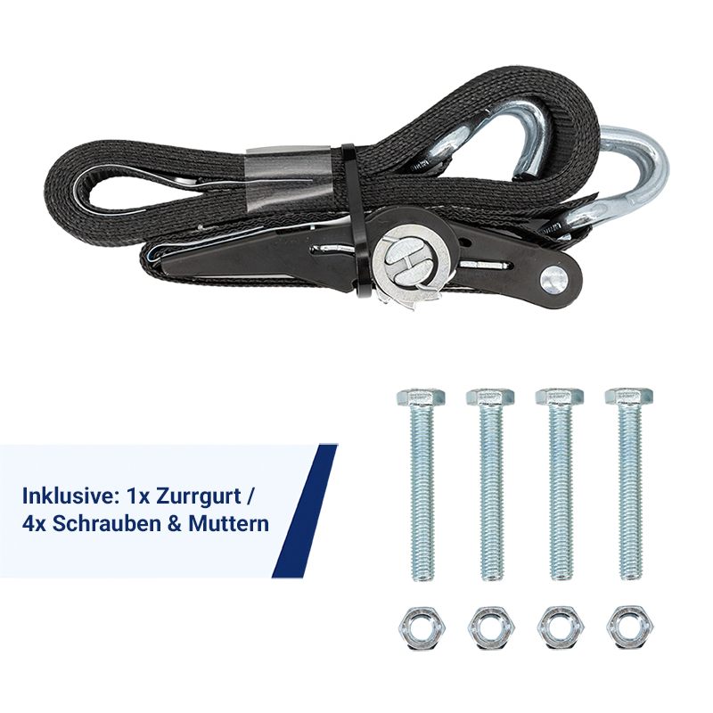 Kombigestell für 10 Absperrschrankengitter & 12 Fußplatten | Zubehör: Zurrgurt / Muttern & Schrauben inklusive