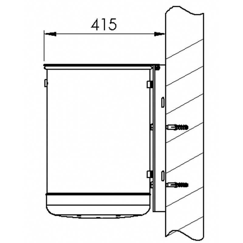 Abfallbehälter Typ 7039-40 | Skizze Wandbefestigung