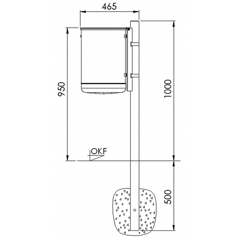 Abfallbehälter Typ 7039-40 | Skizze Seitenansicht