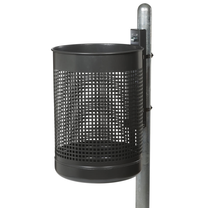Abfallbehälter 20 oder 50 Liter, gelochter Behälter | Pfostenbefestigung