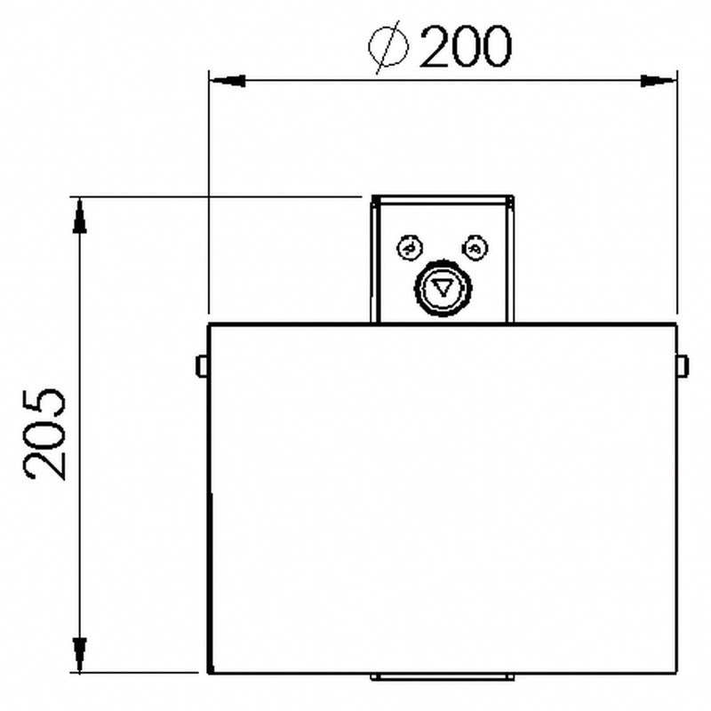 Rund-Ascher aus Edelstahl 7066-ES | Skizze Frontansicht