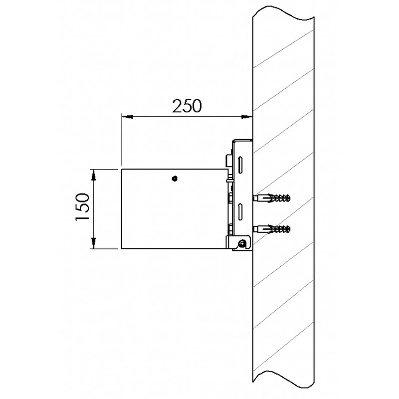 Rund-Ascher aus Edelstahl 7066-ES | Skizze Dübelbefestigung