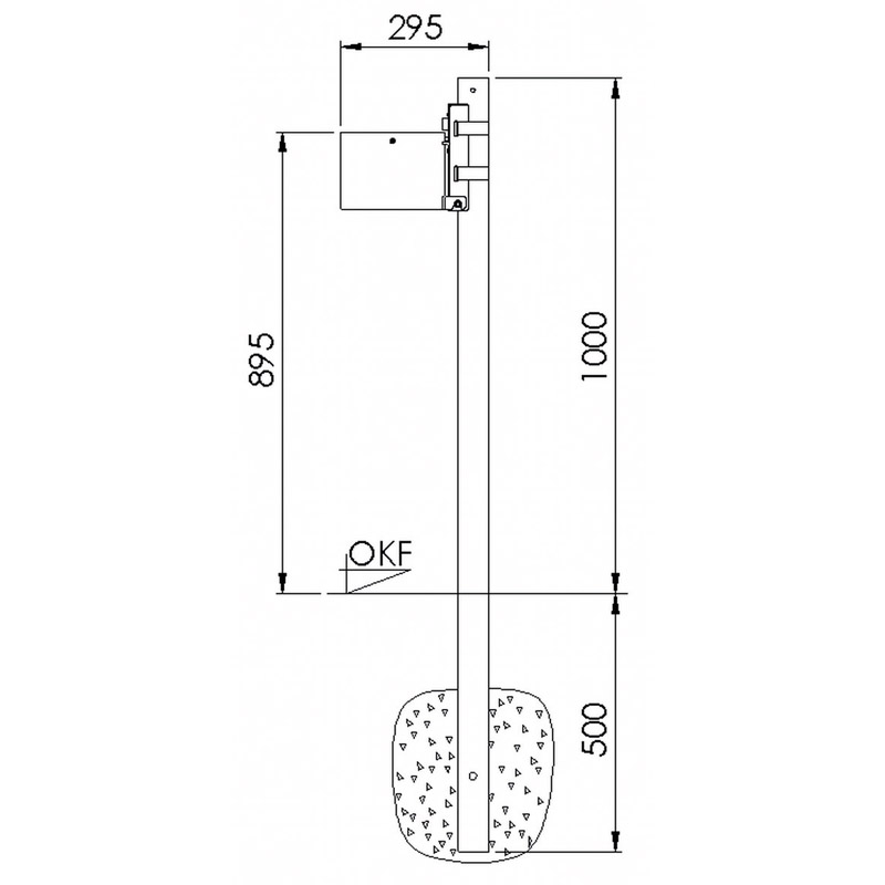 Rund-Ascher aus Edelstahl 7066-ES | Skizze einbetoniert