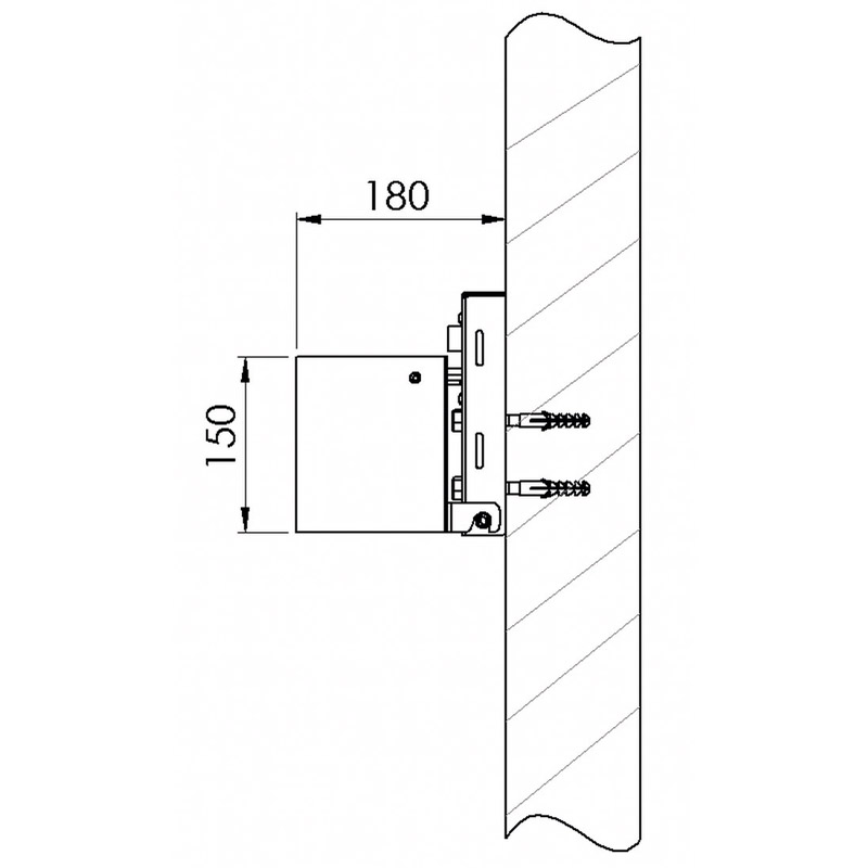 Halbrund-Ascher aus Edelstahl Typ 7067-ES | Skizze Wandbefestigung