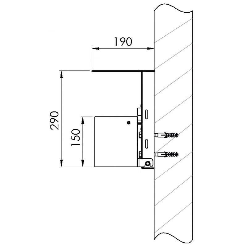 Halbrund-Ascher mit Haube 7070-00, Inhalt 2 Liter | Skizze Wand