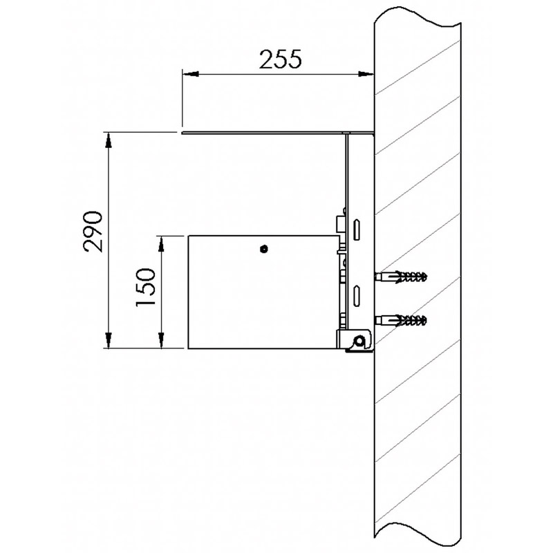 Rund-Ascher mit Haube 7069-00, Inhalt 4 Liter | Skizze Wand