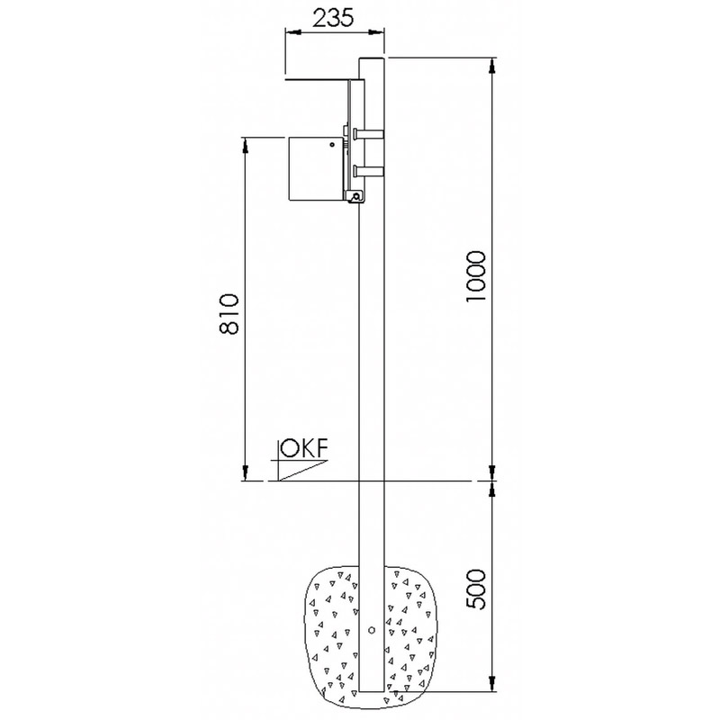 Halbrund-Ascher mit Haube 7070-00, Inhalt 2 Liter | Skizze Pfosten
