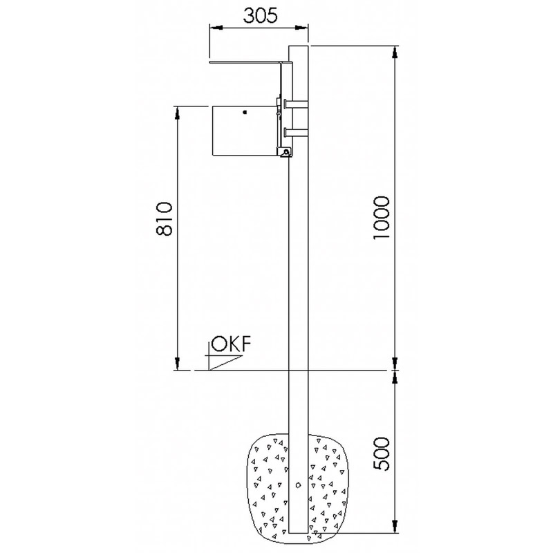Rund-Ascher mit Haube 7069-00, Inhalt 4 Liter | Skizze Pfosten