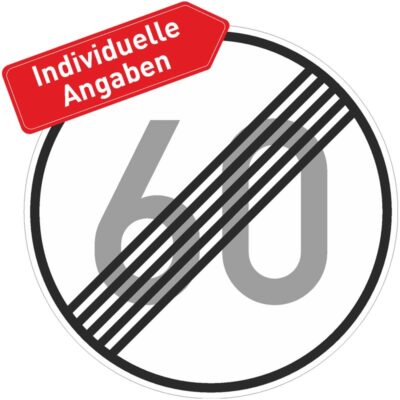Verkehrszeichen 278 Ende der zulässigen Höchstgeschwindigkeit individuelle Angaben | gemäß StVO