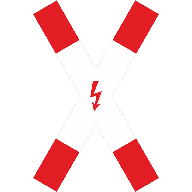 Verkehrszeichen 201-51 Andreaskreuz, stehend mit Blitzpfeil | gemäß StVO