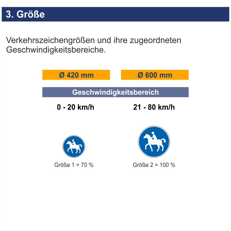Verkehrszeichen 238 Reitweg | Größen