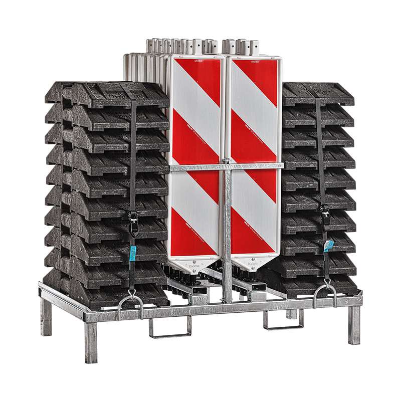 Kombigestell von WEMAS für 20 Baken und 20 Fußplatten