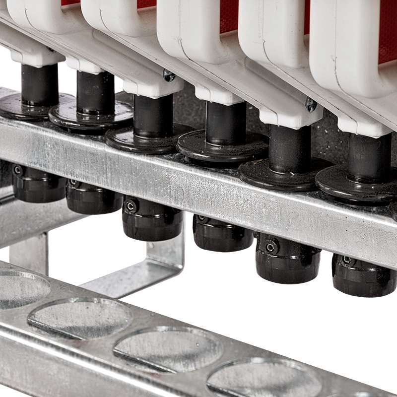 Kombigestell von WEMAS für 20 Baken und 20 Fußplatten | Aussparungen zum Einstellen der Baken