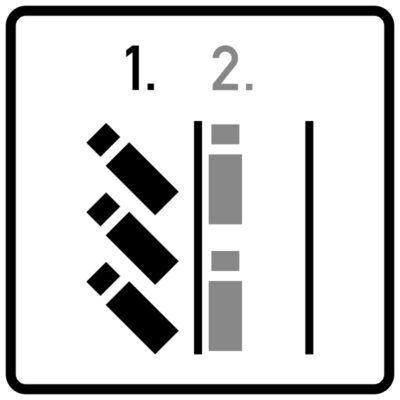 VZ 1053-56 Lkw-Parken in Fahrgassen links mit Schrägständen links