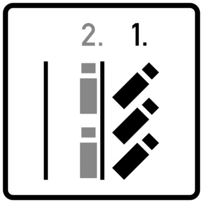 VZ 1053-57 Lkw-Parken in Fahrgassen rechts mit Schrägständen rechts