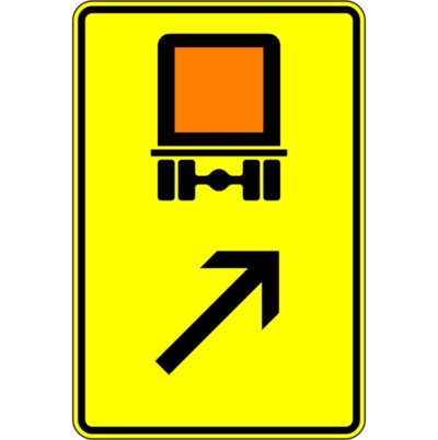 Verkehrszeichen 422-23 Wegweiser für kennzeichnungspflichtige Fahrzeuge mit gefährlichen Gütern, rechts einordnen