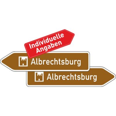 Verkehrszeichen 386.1-40 Touristischer Hinweis als Pfeilwegweiser, doppelseitig  | gemäß StVO