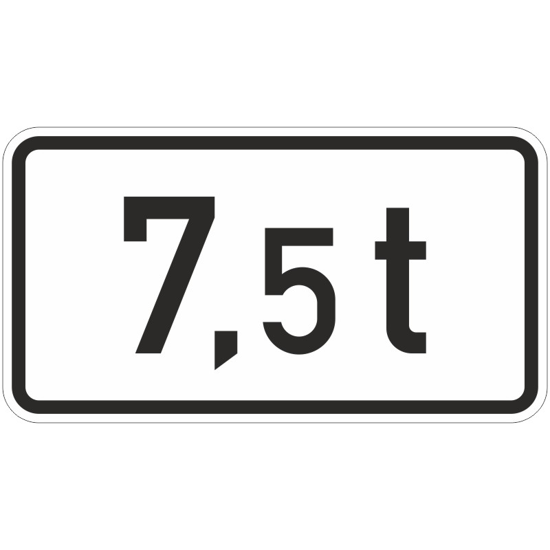 Verkehrszeichen 1053-33 Massenangabe – 7,5 t |
gemäß StVO