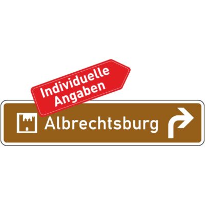 Verkehrszeichen 386.1-21 Touristischer Hinweis als Vorwegweiser, rechtsweisend |
gemäß StVO