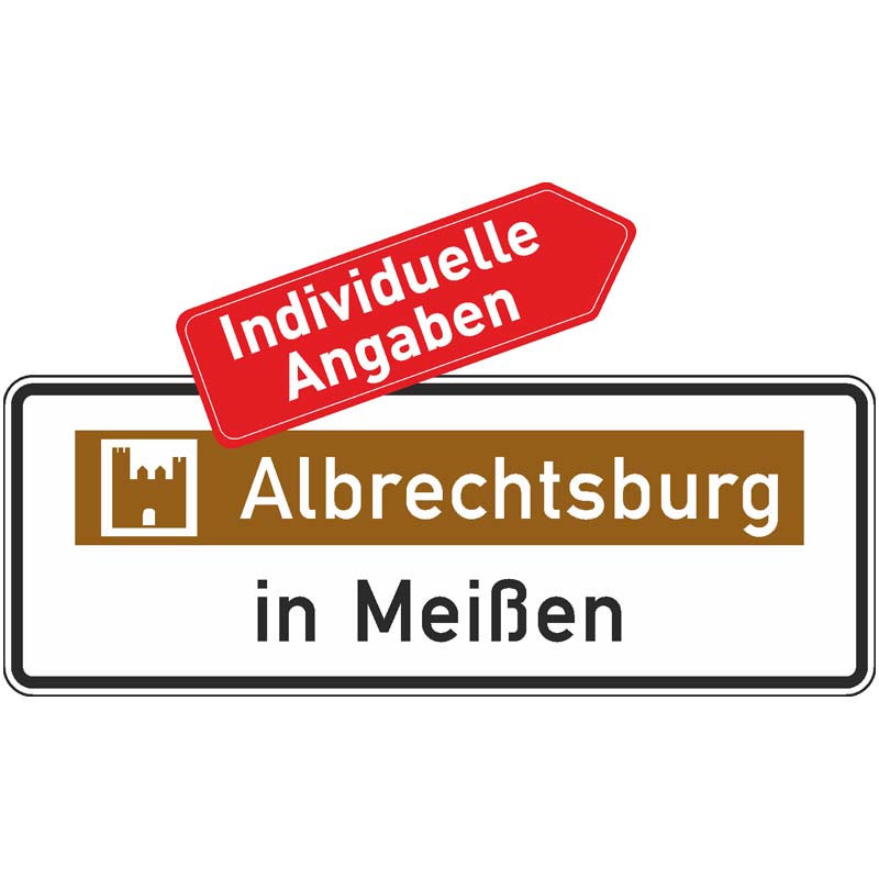 Verkehrszeichen 386.1-50 Touristischer Hinweis mit Bezugsziel, Variante “in” | gemäß StVO