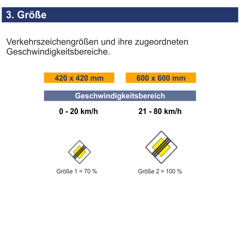 Verkehrszeichen 307 Ende der Vorfahrtstraße | Größen
