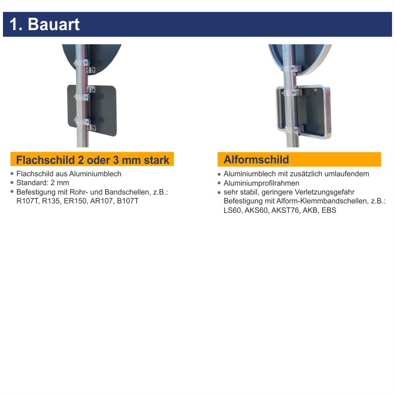 Verkehrszeichen 511-21 Verschwenkungstafel ohne Gegenverkehr | Bauarten