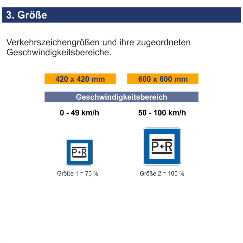 Verkehrszeichen 316 Parken und Reisen (Park and Ride) | Größen