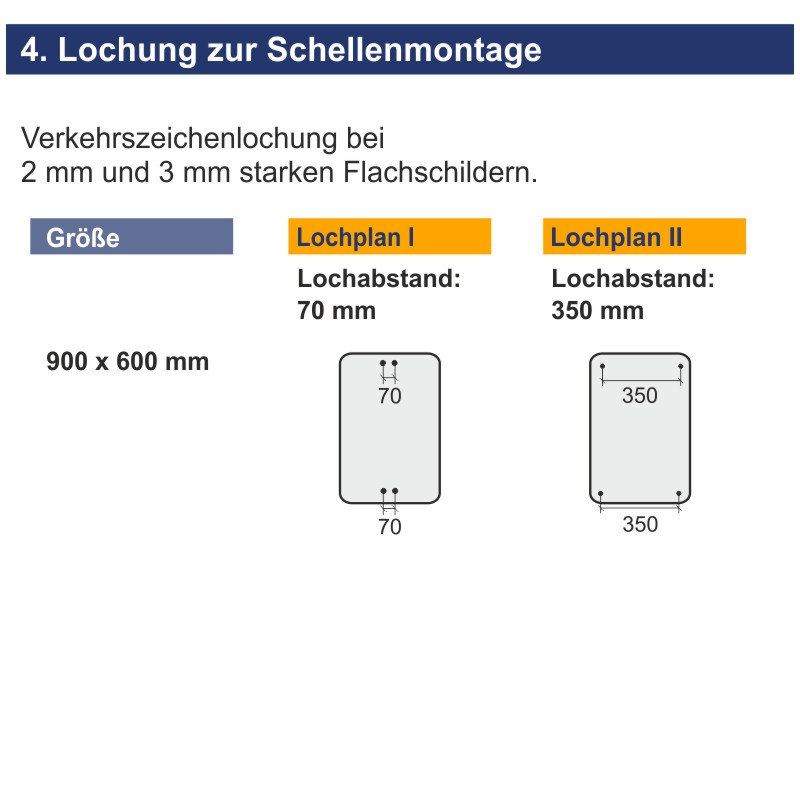 Verkehrszeichen 327-50 Tunnel mit Längenangabe in Meter (m) | Lochung zur Schellenmontage
