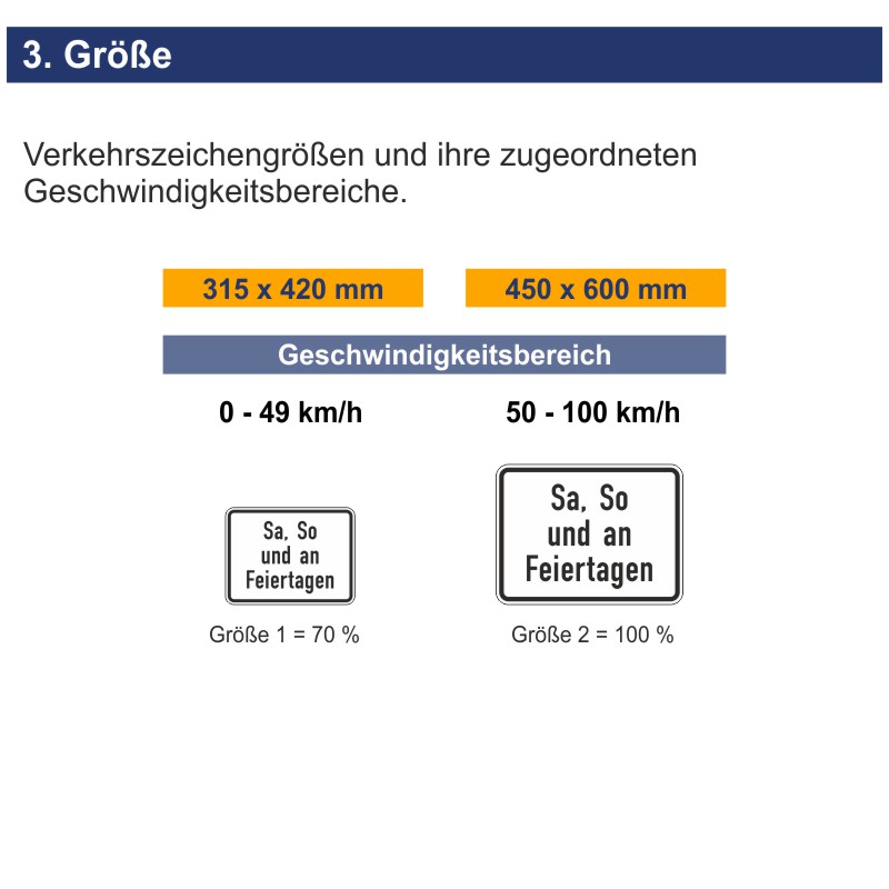 Verkehrszeichen 1042-52 Sa, So und an Feiertagen | Größen