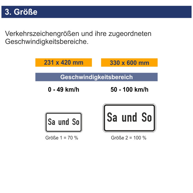 Verkehrszeichen 1042-51 Sa und So | Größen