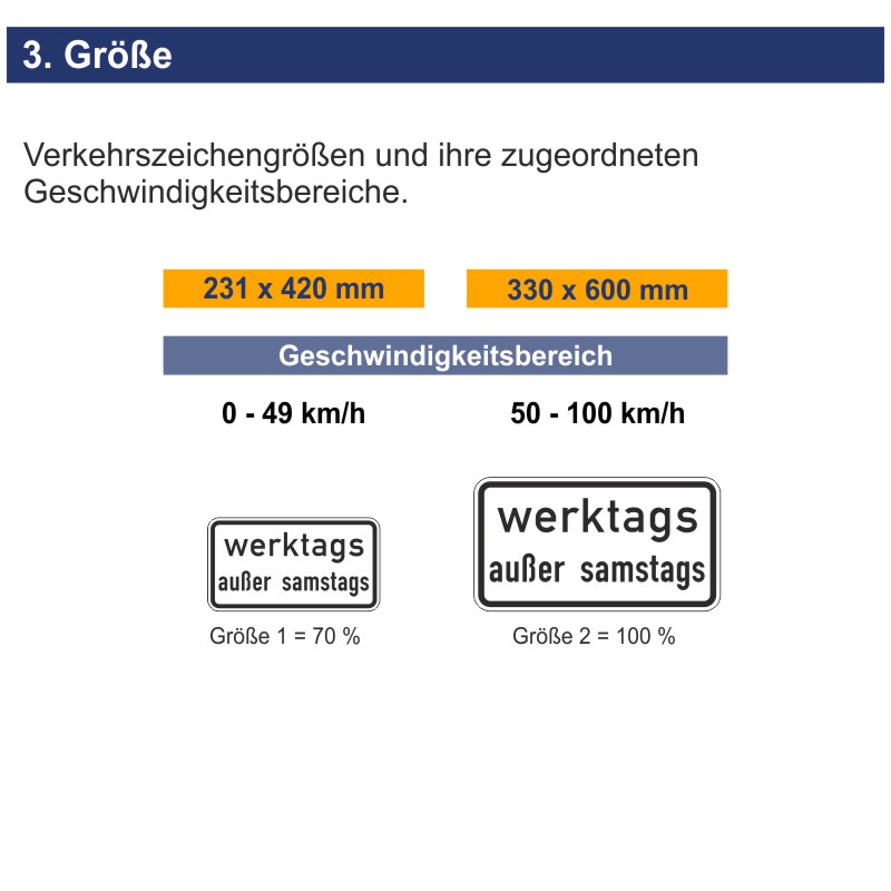 Verkehrszeichen 1042-38 Werktags außer Samstags | Größen