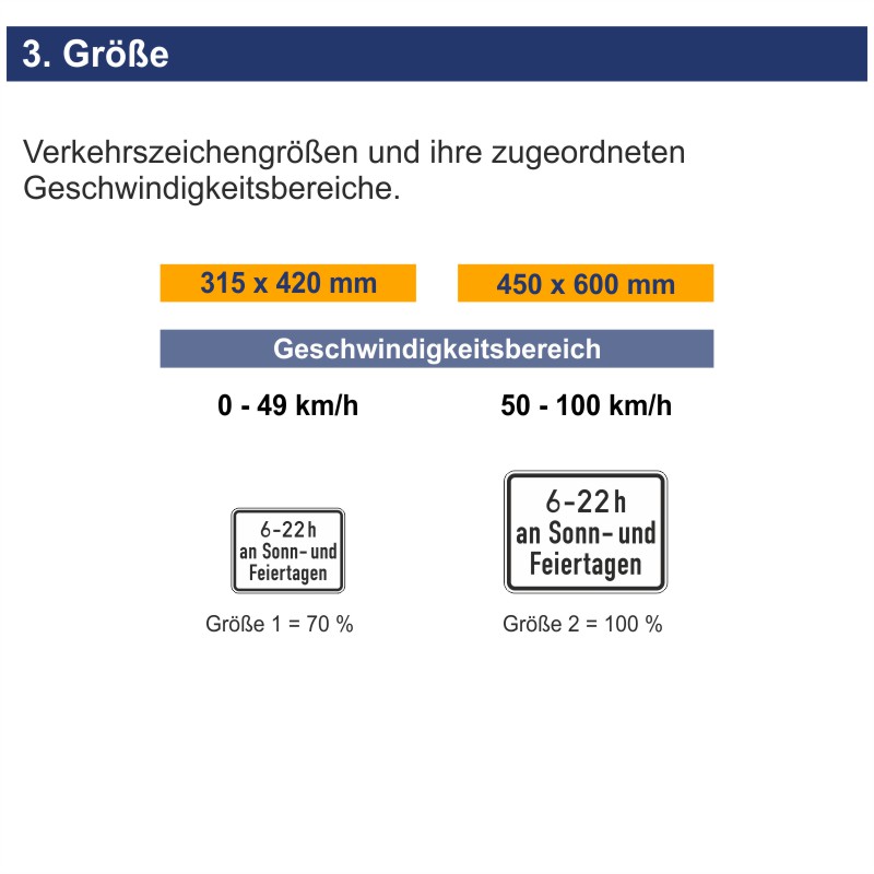 Verkehrszeichen 1042-35 Zeitliche Beschränkung | Größen