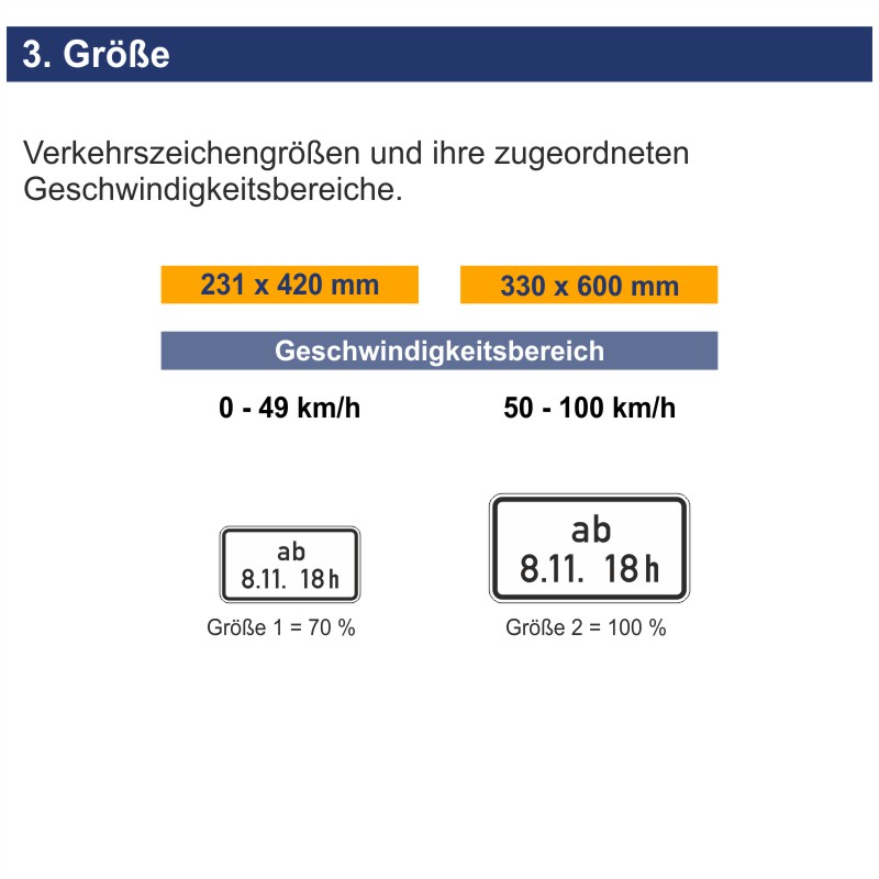 Verkehrszeichen 1040-34 Ab Zeitpunkt | Größen
