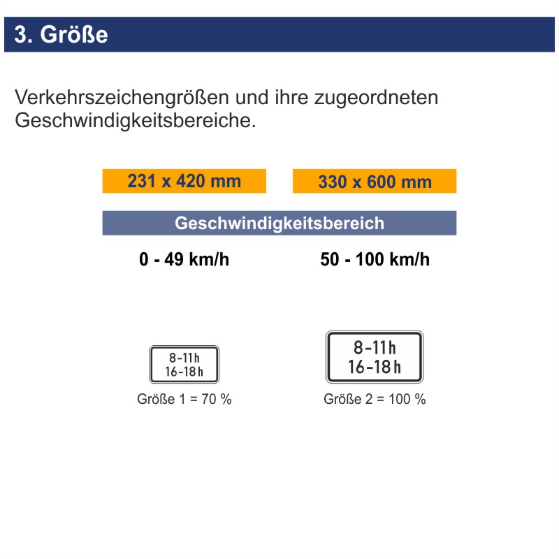 Verkehrszeichen 1040-31 Zeitliche Beschränkung | Größen