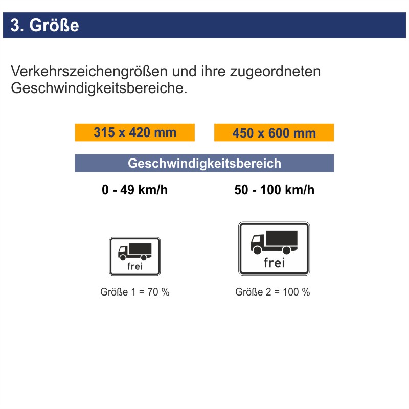 Verkehrszeichen 1024-12 Kraftfahrzeuge mit einer zulässigen Gesamtmasse über 3,5 t, einschließlich ihrer Anhänger, und Zugmaschinen, ausgenommen Personenkraftwagen und Kraftomnibusse frei | Größen
