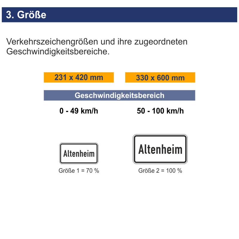 Verkehrszeichen 1012-52 Altenheim | Größen