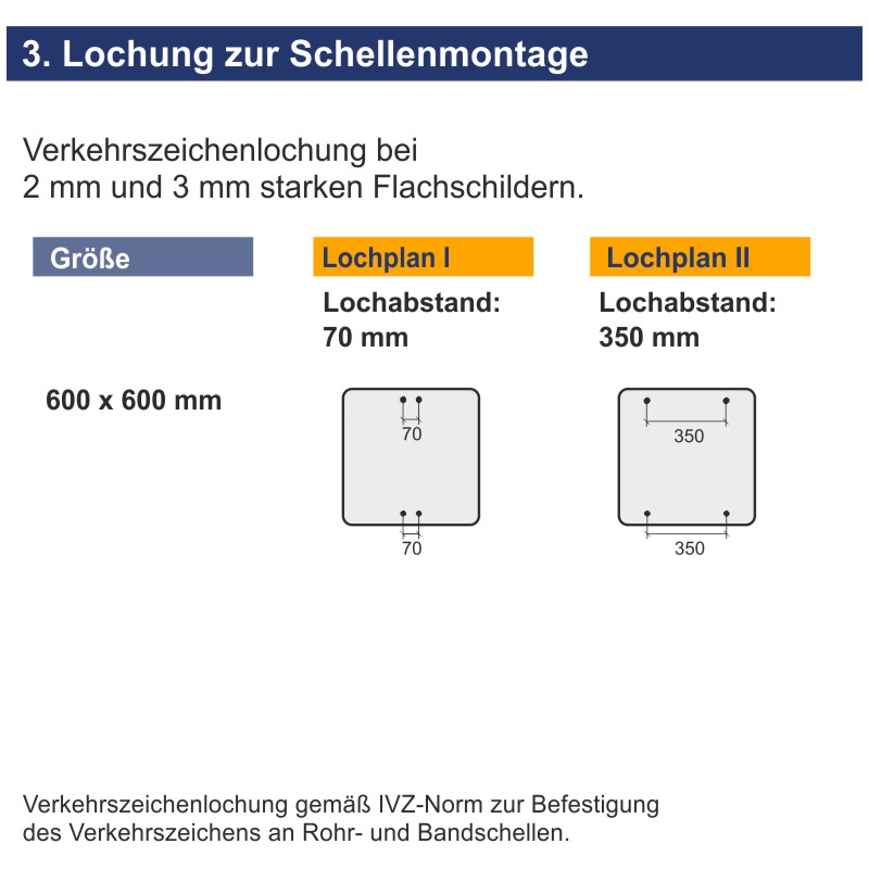 Verkehrszeichen 350.1-10 Radschnellweg | Lochung zur Schellenmontage